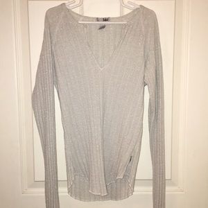Small Sparkly Silver V-Neck Sweater